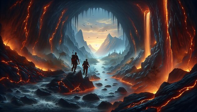 Lava Cave with Mountain View