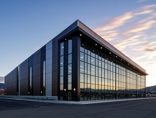 Obraz premium Modern Black Metal Clad Warehouse Building