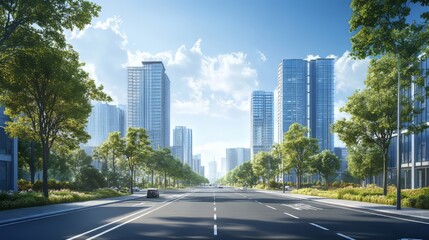 Picture of a quiet city, with a background of tall buildings, clean atmosphere, depicting peace in urban life