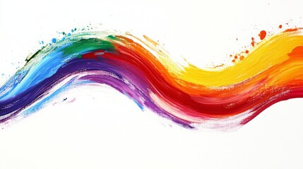 Colorful Abstract Wave Painting on White Background