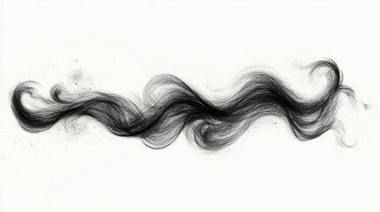 Fototapeta premium Abstract Black Hair Swirling in a Wave Design on White Background