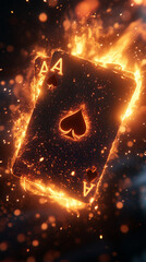 Playing cards on fire