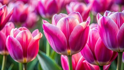 Fototapeta premium Bright Pink Tulips in Low Light at Keukenhof Flower Park - Stunning Floral Photography