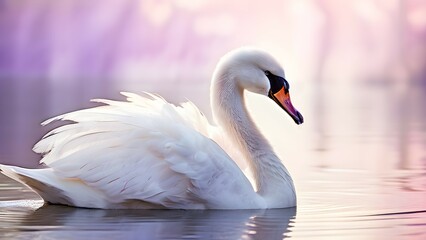 Naklejka premium White swan in the lake 