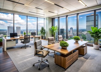 Fototapeta premium Business Image Background with Corporate Offices and Employees for Professional Use