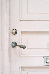 White Wooden Door with Antique Handle