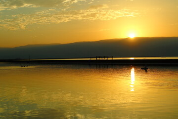 Landscape surise on the Dead sea.