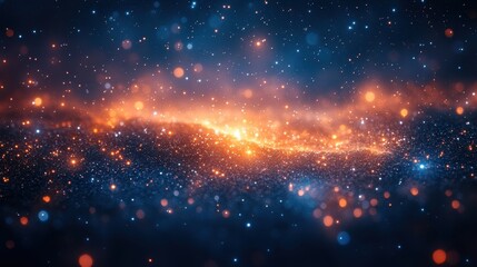 Obraz premium Celestial Dreamscape, ethereal night sky shimmering with countless stars, a tranquil cosmic vista inviting wonder and contemplation