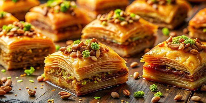 Close-Up Surreal Photography of Baklava Dessert Preparation Stages for Culinary Art Lovers