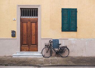 bicycle in front of a house