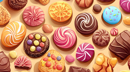 Fototapeta premium A delicious assortment of heart-shaped chocolates and sweets on a white background, perfect for Valentine's Day gifts