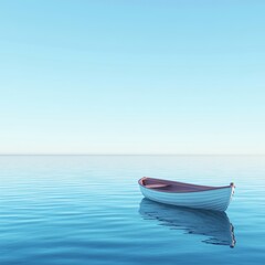 Naklejka premium Boat floating on calm water, tranquil scene
