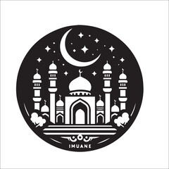 Mosque logo design with Islamic creative concept Vector black
