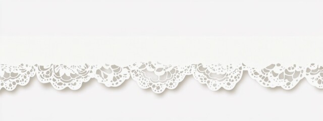 Bright white center banner with scalloped border, ideal for invitations, announcements, or decorative signage, adding elegance and charm.