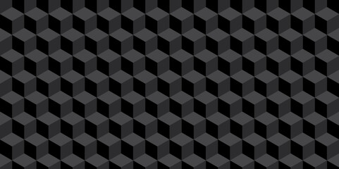 Fototapeta premium Seamless dark black geometric cube creative concept triangle overlapping overlap square technology background. geometric digital cubes fabric and wallpaper grid block texture background.
