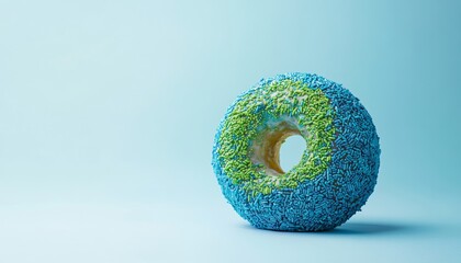 Colorful donut on a blue background