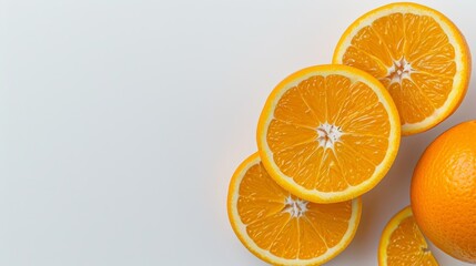 Fototapeta premium Perfectly Sliced and Elegantly Peeled Fresh Orange Displayed on Clean White Background