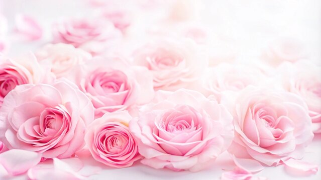 Beautiful roses flower border in soft vintage tone color with glitter romance background. Blurred background with pink roses is very nice, for backgrounds, congratulations, invitation