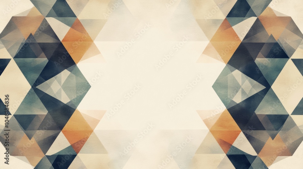 Aufkleber muted abstract geometric border banner, elegant design featuring soft tones, empty center for versat