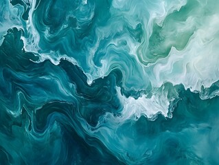 Dynamic Abstract Tidal Swirls in Mesmerizing Shades of Blue and Green