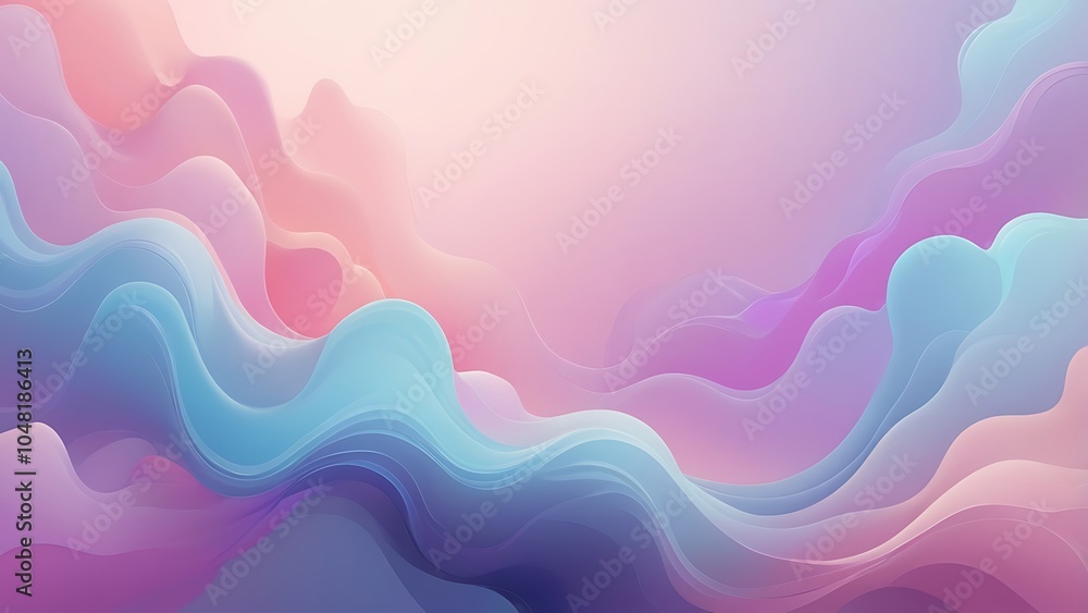 Poster digital abstract artwork vector background featuring a series of smooth, flowing shapes resembling w