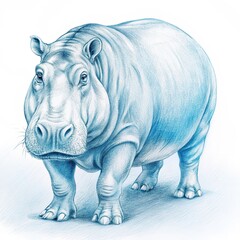 Obraz premium a hippopotamus sketch illustration