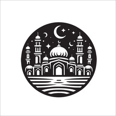 Mosque logo design with Islamic creative concept Vector black