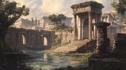 Reflect on the use of historical references in backgrounds.