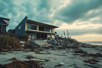 Devastated Coastal Homes After Powerful Hurricane in Documentary Style Photography
