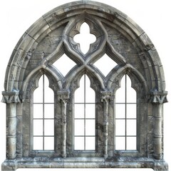 Isolated PNG image medieval arched windows, intricately designed with ornate craftsmanship