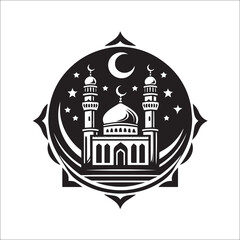 Mosque logo design with Islamic creative concept Vector black