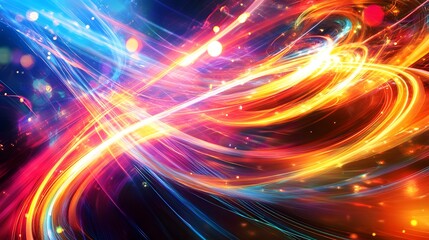 Obraz premium Colorful beams of light twisting and intertwining in a futuristic abstract space