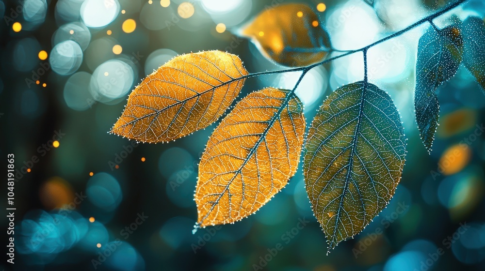 Aufkleber a close-up of an ai system processing colors from a forest scene, emphasizing the recognition of lea
