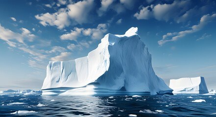 A drifting iceberg. Melting glaciers and global climate change on earth.