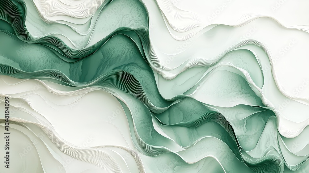 Aufkleber a dynamic green and white background with flowing lines and abstract forms, perfect for creative and