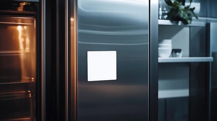 Blank White Sticker on Kitchen Appliance Door