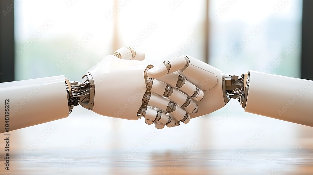 Aufkleber the rise of artificial intelligence a symbolic handshake between human and machine signifying collab