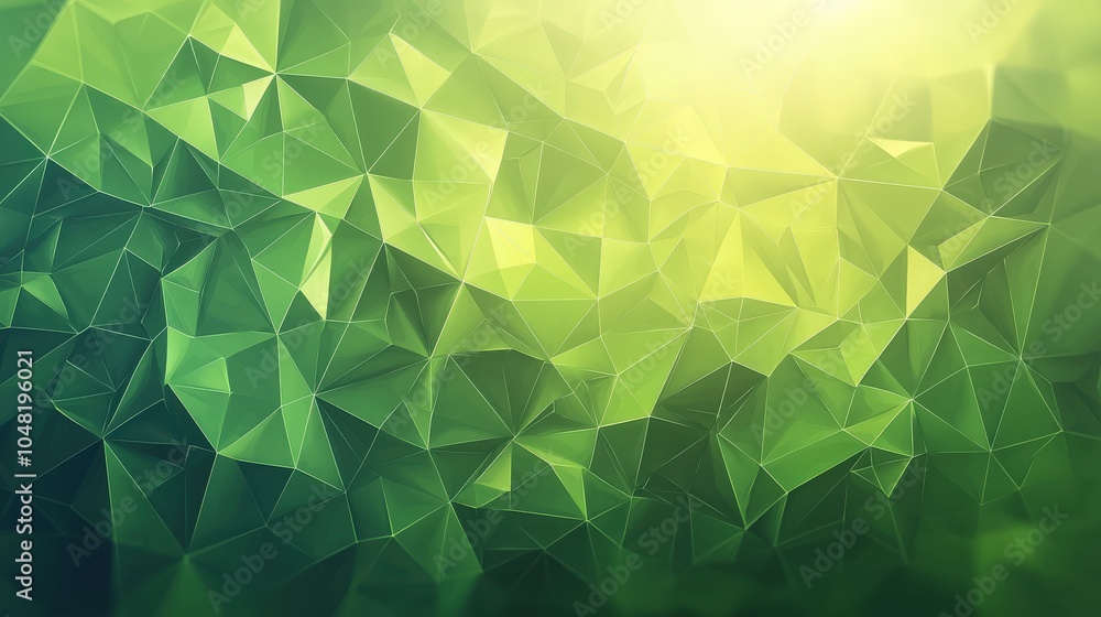 Poster a futuristic green polygonal background with sharp angles and smooth transitions, ideal for tech vis
