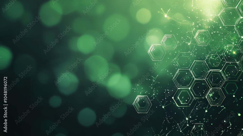 Poster A green digital background with hexagonal patterns and subtle glow effects, perfect for futuristic or tech-based content.