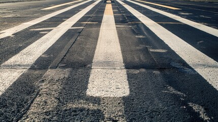 Obraz premium White Lines on a Black Asphalt Runway