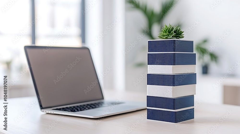 Poster modern workspace aesthetic combining minimalist design and natural elements for enhanced productivit
