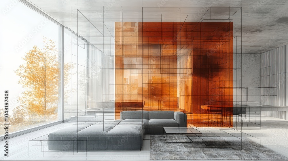 Poster a high-tech depiction of an ai device performing color classification in interior design, mapping to