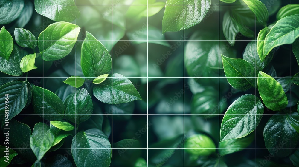 Poster a high-tech depiction of an ai-powered camera differentiating between green foliage shades, beautifu