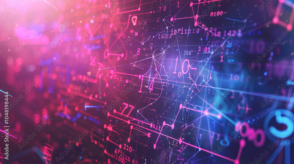 Poster a computer screen with a lot of numbers and lines