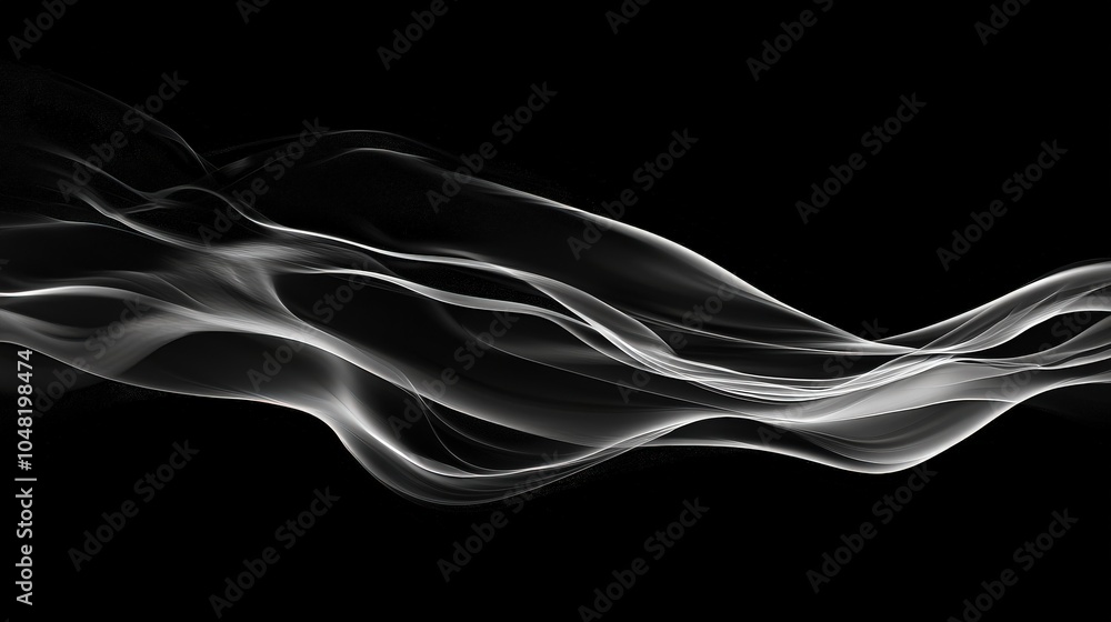 Poster a minimalist abstract black background with soft, flowing lines and subtle lighting effects, creatin