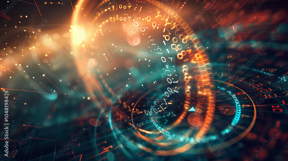 Aufkleber a colorful, abstract image with a spiral shape and a lot of numbers