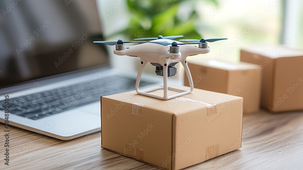 Aufkleber exploring the future of delivery a drone positioned on a package highlighting the intersection of te