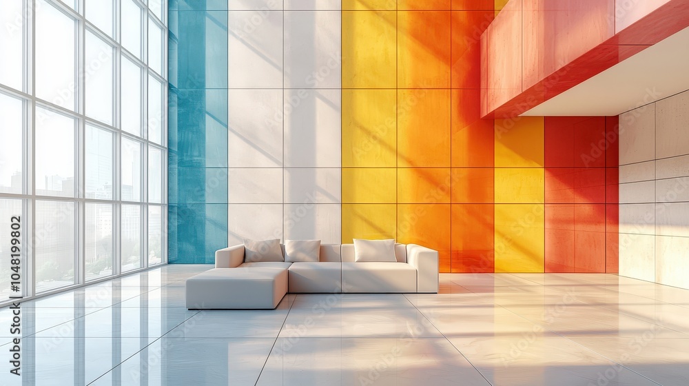 Poster a minimalist representation of an ai-powered tool for color classification, visually mapping interio
