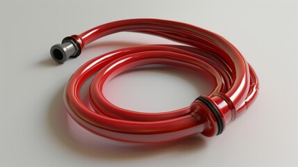 Minimalist 3D Render of Red Fire Hose