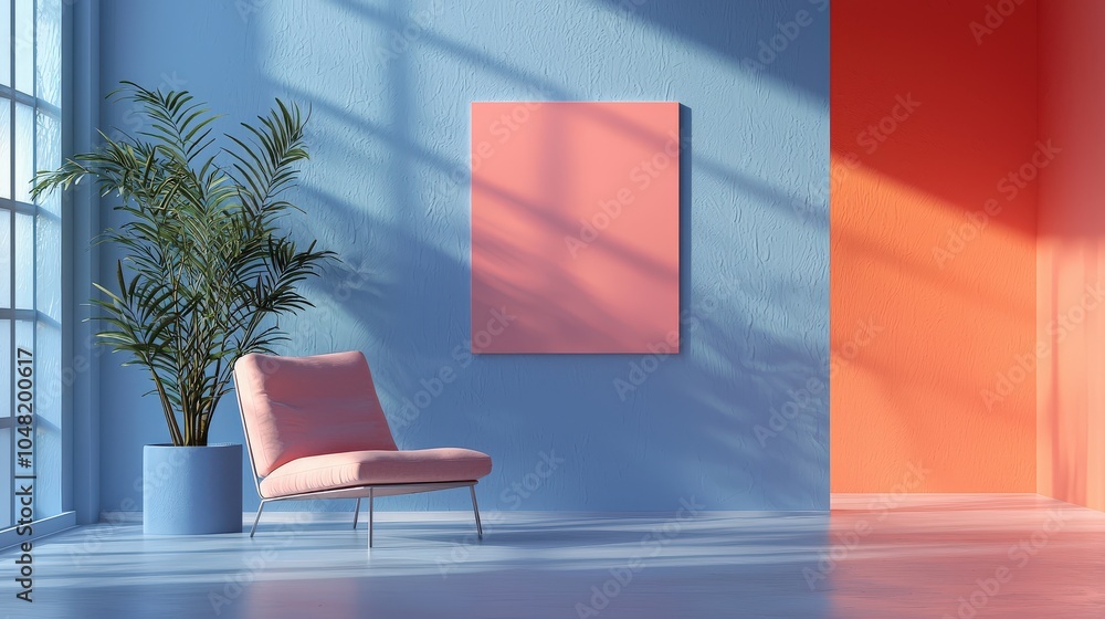 Poster a modern ai tool depicted in action, detecting and analyzing paint colors for interior design, prese